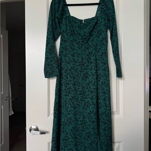 Abercrombie & Fitch Teal Floral Long Sleeve Dress